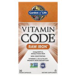 가든 오브 라이프 Garden of Life, Vitamin Code, RAW Iron, 베지 캡슐 30정