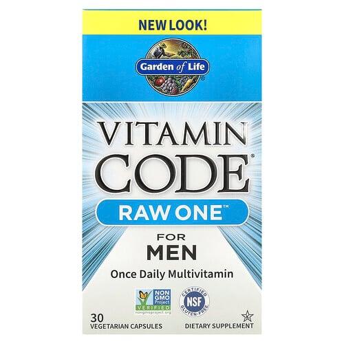 가든 오브 라이프 Garden of Life, Vitamin Code®, RAW One™, 남성용 종합비타민, 하루 1회, 베지 캡슐 30정