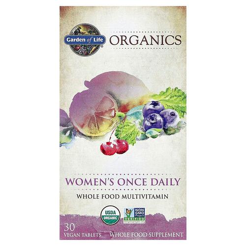 가든 오브 라이프 Garden of Life, Organics, 여성용, 하루 1회 복용, 천연 식품 종합비타민, 비건 정제 30정 상품 이미지