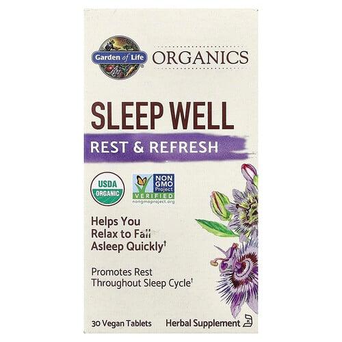 가든 오브 라이프 Garden of Life, Organics, Sleep Well, Rest & Refresh, 비건 정제 30정