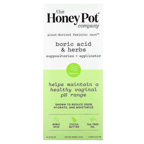 The Honey Pot Company, 붕산 & 허브, 좌약 + 애플리케이터, 290mg, 난자 14개, 애플리케이터 1개 상품 이미지