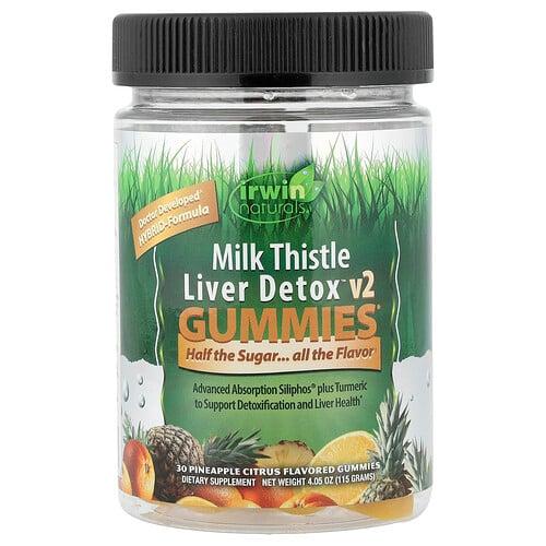 어윈 네츄럴 Irwin Naturals, Milk Thistle Liver Detox™ v2 구미젤리, 파인애플 시트러스 맛, 구미젤리 30개 상품 이미지
