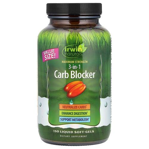 어윈 네츄럴 Irwin Naturals, 3-in-1 Carb Blocker®, 최대 강도, 액상 소프트젤 150정