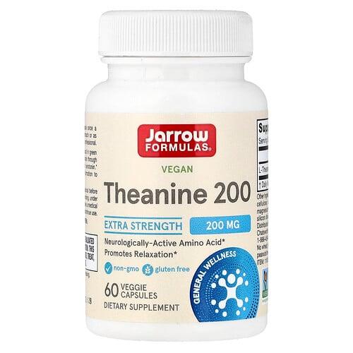 자로우 포뮬라 Jarrow Formulas, 테아닌 200, 200mg, 베지 캡슐 60정