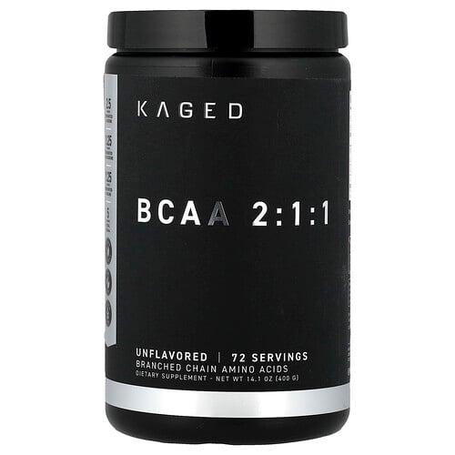 케이지드 Kaged, BCAA 2:1:1, 무맛, 400g(14.1oz)