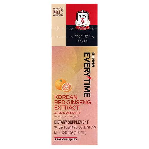 정관장 JungKwanJang, 한국산 홍삼 추출물, Everytime, 자몽, 10개입, 각 10ml(0.34fl oz) 상품 이미지
