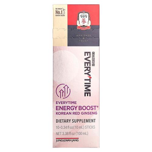 정관장 JungKwanJang, 한국산 홍삼, Everytime 에너지 부스트, 10개입, 개당 10ml(0.34fl oz)