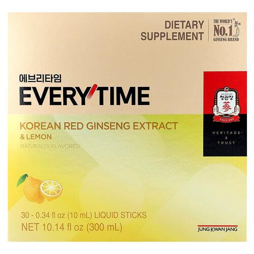 정관장 JungKwanJang, 한국산 홍삼 추출물, Everytime, 레몬, 액상 스틱 30개입, 각 10ml(0.34fl oz) 상품 이미지
