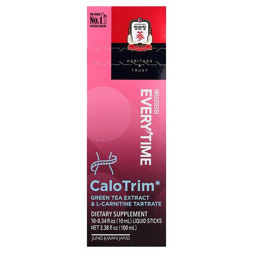 정관장 JungKwanJang, Everytime CaloTrim, 녹차 추출물 & l-카르니틴 타르타르산염, 액상 스틱 10개, 개당 10ml(0.34fl oz)