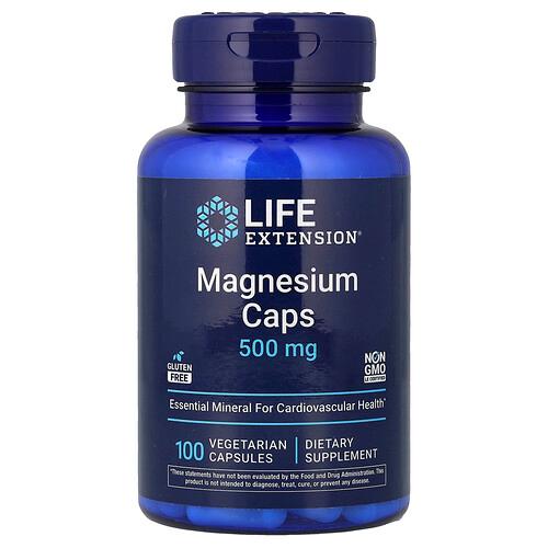 라이프 익스텐션 Life Extension, 마그네슘 캡슐, 500 mg, 100 베지 캡슐