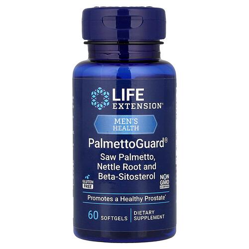 라이프 익스텐션 Life Extension, 남성 건강, PalmettoGuard®, 쏘팔메토, 쐐기풀 뿌리 및 베타-시토스테롤, 소프트젤 60정 상품 이미지