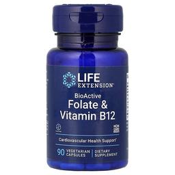 라이프 익스텐션 Life Extension, 생체활성 엽산 & 비타민B12, 베지 캡슐 90정