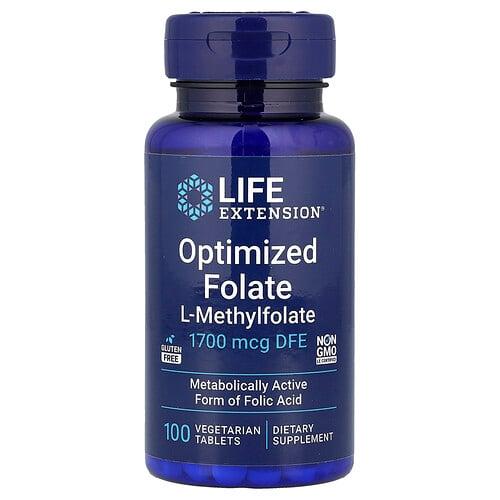 라이프 익스텐션 Life Extension, 최적화 엽산, 1,700mcg DFE, 베지 캡슐 100정