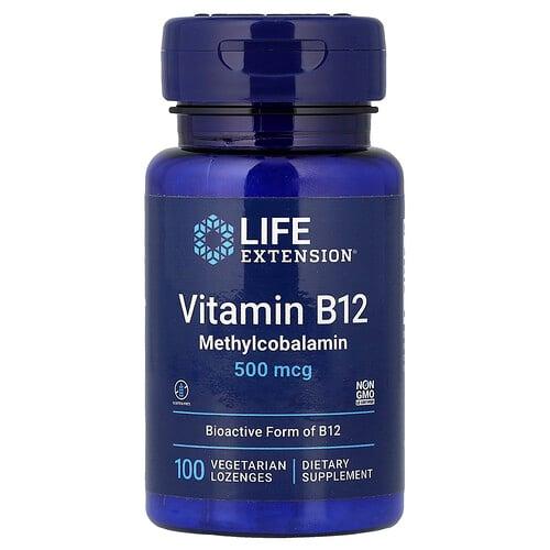 라이프 익스텐션 Life Extension, 비타민B12, 메틸코발라민, 500mcg, 식물성 사탕 정제 100정 상품 이미지
