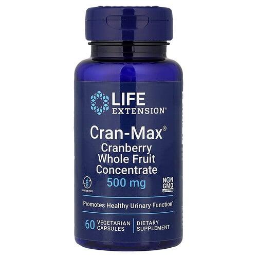 라이프 익스텐션 Life Extension, Cran-Max, 크랜베리 통과일 농축액, 500 mg, 60 식물성 캡슐