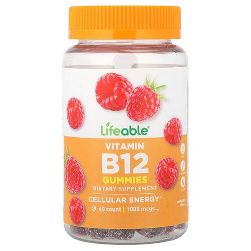 라이퍼블 Lifeable, 비타민B12 구미젤리, 라즈베리 맛, 구미젤리 60개(구미젤리 1개당 500mg) 상품 이미지