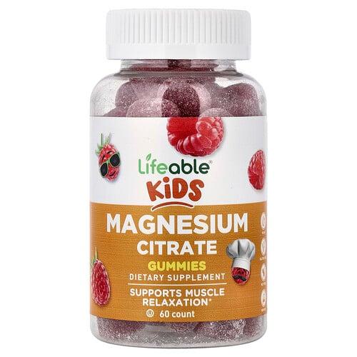 라이퍼블 Lifeable, 어린이용, 마그네슘시트레이트 구미젤리, 라즈베리, 구미젤리 60개(구미젤리 1개당 85mg) 상품 이미지