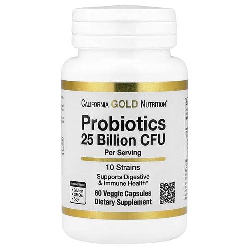 캘리포니아 골드 뉴트리션 California Gold Nutrition, 프로바이오틱, 락토바실러스 애시도필러스, 비피도박테리움 락티스, 락토바실러스 플란타럼, 락토바실러스 카제이 함유, 10종 균주 혼합물, 250억CFU, 베지 캡슐 60정 상품 이미지