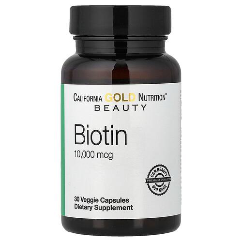 캘리포니아 골드 뉴트리션 California Gold Nutrition, 비오틴, 10,000mcg, 베지 캡슐 30정 상품 이미지