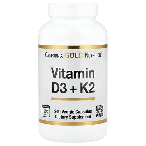 캘리포니아 골드 뉴트리션 California Gold Nutrition, 비타민D3 및 K2, 베지 캡슐 240정