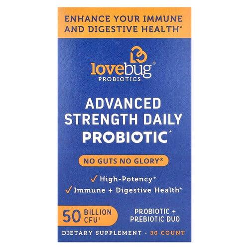 LoveBug Probiotics, 어드밴스드 스트렝스 데일리 프로바이오틱, 500억CFU, 캡슐 30정 상품 이미지