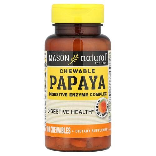 메이슨 내추럴 Mason Natural, 츄어블 파파야, 소화 효소 복합체, 복숭아, 츄어블 100정