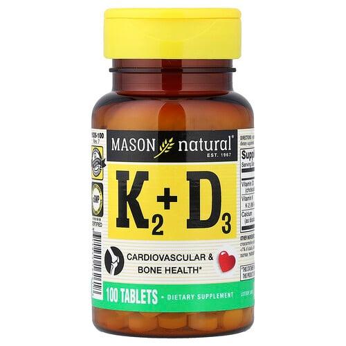 메이슨 내추럴 Mason Natural, 비타민K2 플러스 비타민D3, 100mg, 100정