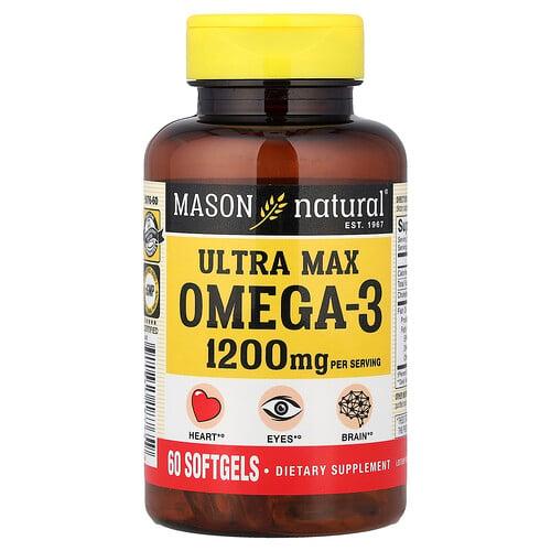 메이슨 내추럴 Mason Natural, 울트라 맥스 오메가3, 소프트젤 60정(소프트젤 1정당 600mg) 상품 이미지