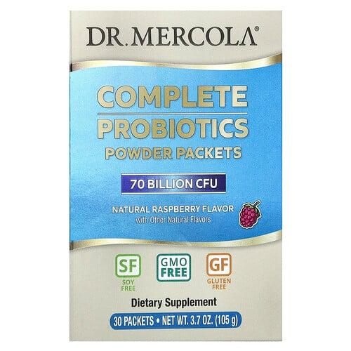 닥터 멀코라 Dr. Mercola, 어린이용 컴플리트 프로바이오틱 분말 팩, 천연 라즈베리, 700억 CFU, 30팩, 각 3.5g(0.12oz) 상품 이미지