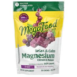 메가푸드 MegaFood, 마그네슘, 시트레이트 및 말레이트, 포도맛, 개별 포장된 소프트츄 30개(츄 1개당 125mg)