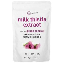 마이크로 인그리디언츠 Micro Ingredients, 밀크시슬 추출물, 소프트젤 360정(소프트젤 1정당 100mg)