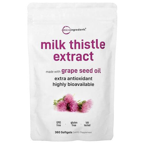 마이크로 인그리디언츠 Micro Ingredients, 밀크시슬 추출물, 소프트젤 360정(소프트젤 1정당 100mg) 상품 이미지
