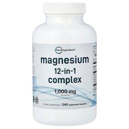 마이크로 인그리디언츠 Micro Ingredients, 마그네슘 12-in-1 복합체, 베지 캡슐 240정(캡슐 1정당 500mg)