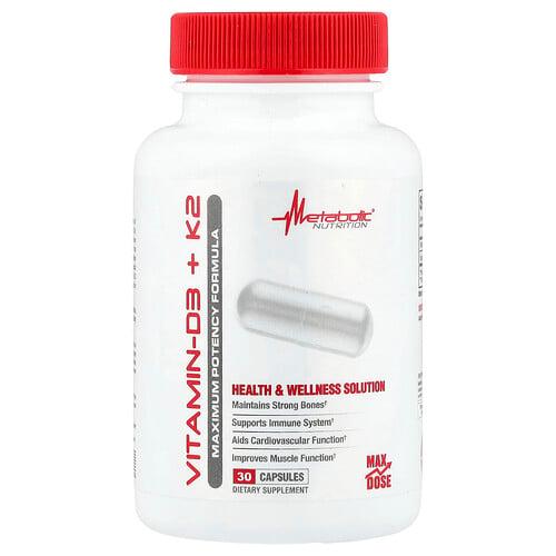 메타볼릭 뉴트리션 Metabolic Nutrition, 비타민D3 + K2, 캡슐 30정