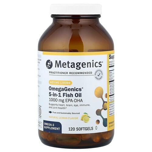 메타제닉스 Metagenics, OmegaGenics®, 5-in-1 피쉬 오일, 천연 레몬, 소프트젤 120정