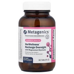 메타제닉스 Metagenics, 여성 건강, HerWellness™ 리차지 오버나이트, 마그네슘 글리신산 함유, 60정