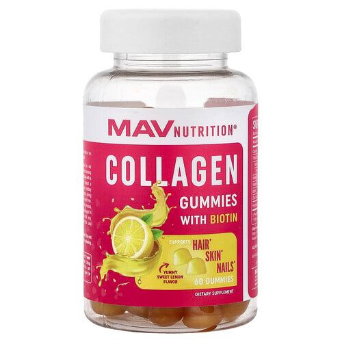 MAV Nutrition, 비오틴 함유 콜라겐 구미젤리, 스위트 레몬, 구미젤리 60개