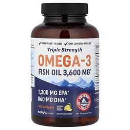 MAV Nutrition, 오메가3 피쉬 오일, 3배 강도, 천연 레몬 맛, 소프트젤 120정