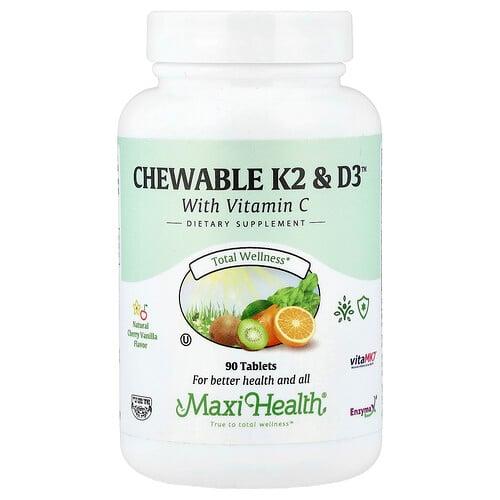 맥시 헬스 Maxi Health, 츄어블 K2 & D3™, 천연 체리 바닐라, 90정 상품 이미지