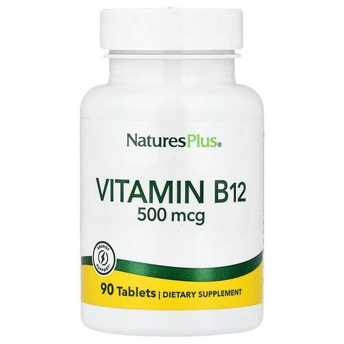 네이쳐스 플러스 NaturesPlus, 비타민 B-12, 500 mcg, 90 태블릿