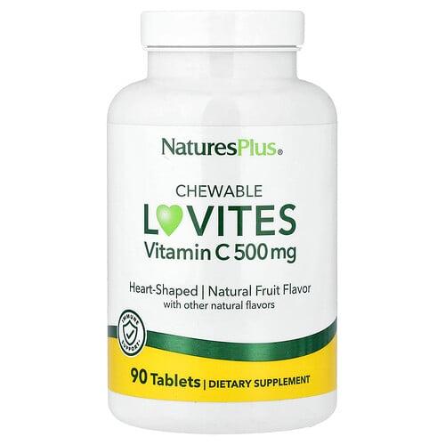 네이쳐스 플러스 NaturesPlus, Chewable Lovites, 비타민 C, 천연 과일, 90정