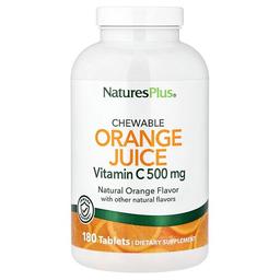 네이쳐스 플러스 NaturesPlus, 츄어블 오렌지 주스, 비타민 C, 천연 오렌지, 180정