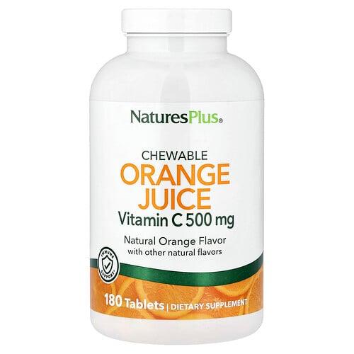 네이쳐스 플러스 NaturesPlus, 츄어블 오렌지 주스, 비타민 C, 천연 오렌지, 180정