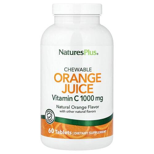 네이쳐스 플러스 NaturesPlus, 츄어블 오렌지즙, 비타민C, 천연 오렌지, 60정