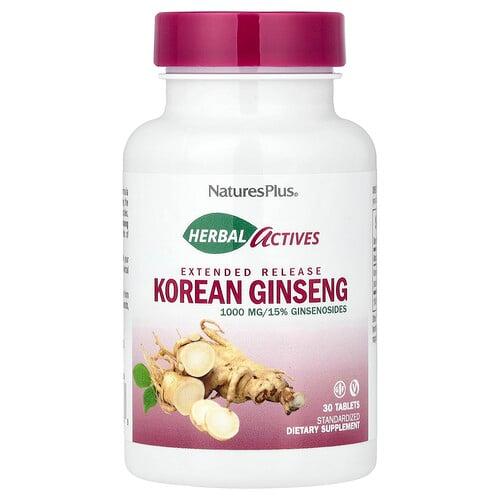 네이쳐스 플러스 NaturesPlus, 허브 액티브, 한국 인삼, 서방형, 1,000mg, 30정 상품 이미지