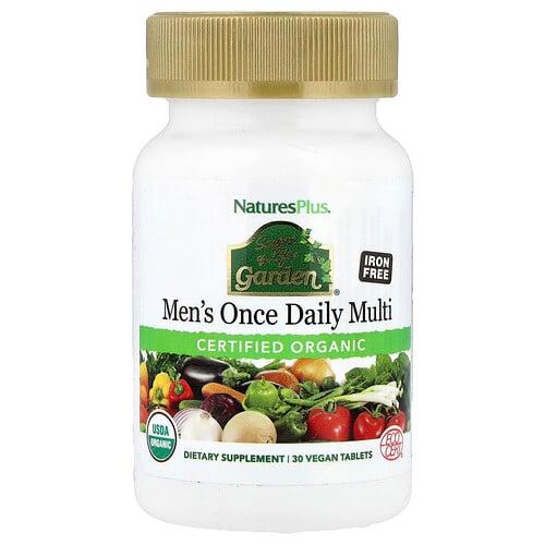 네이쳐스 플러스 NaturesPlus, Source of Life Garden®, 하루에 1회 제공되는 유기농 남성용 종합비타민, 철분 무함유, 비건 정제 30정