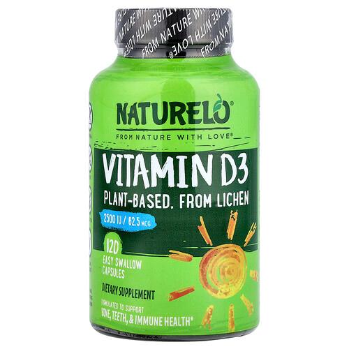 내추렐로 NATURELO, 비타민D3, 62.5mcg(2,500IU), 삼키기 쉬운 캡슐 120정