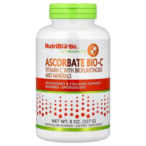 뉴트리바이오틱 NutriBiotic, Immunity, 아스코베이트 Bio-C 분말, 바이오플라보노이드 및 미네랄이 함유된 비타민C, 227g(8oz)