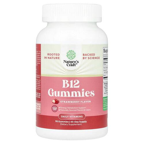 네이처스 크래프트 Nature's Craft, B12 구미젤리, 딸기, 구미젤리 90개