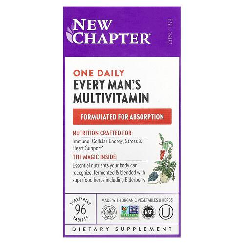 뉴챕터 New Chapter, 에브리 맨스 원 데일리, 천연 식품 종합비타민, 베지 태블릿 96정 상품 이미지